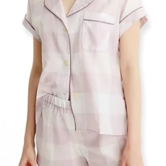 Madewell Pajama Lilac Gingham Button Down Sleep Shirt XL - Picture 5 of 9